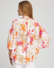 Chico's | Floral Braided Batwing Blouse/ Crushed Berries