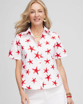 Chico's | Starfish Short Sleeve Swing Shirt/ Red Glow