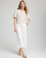 Chico's | Striped Linen Popover Shirt/ Sycamore