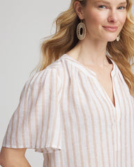 Chico's | Striped Linen Popover Shirt/ Sycamore