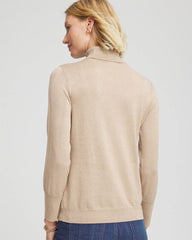 Chico's | Metallic Turtleneck Pullover Sweater/ Champagne Fizz