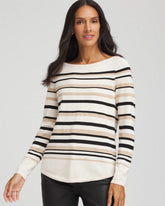 Chico's | Ella Stripe Boatneck Sweater/ English Cream