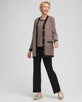Chico's | Travelers™ Tipped Button-Down Cardigan/ Deep Taupe