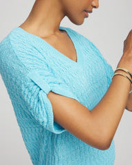 Chico's | Sequin V-Neck Pullover Sweater/ Paradiso Blue