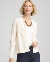 Chico's | Cable Knit Fringed Sweater/ English Cream