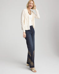 Chico's | Cable Knit Fringed Sweater/ English Cream