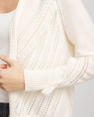 Chico's | Cable Knit Fringed Sweater/ English Cream
