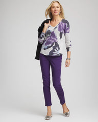 Chico's | Ella V-Neck Pullover Sweater/ Purple Elixir