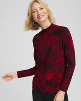 Chico's | Ella Printed Mockneck Sweater/ Carmine Red