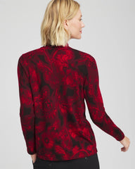 Chico's | Ella Printed Mockneck Sweater/ Carmine Red