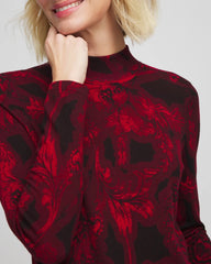 Chico's | Ella Printed Mockneck Sweater/ Carmine Red