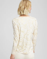 Chico's | Ella Foiled V-Neck Sweater/ English Cream