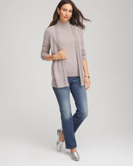 Chico's | Cashmere Pearl Mockneck Sweater/ Taupe Heather