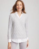 Chico's | Classic Built-In Shirt Knit Sweater/ Classic Gray