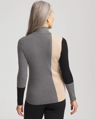 Chico's | Ella Colorblock Intarsia Turtleneck Sweater/ Black