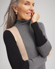 Chico's | Ella Colorblock Intarsia Turtleneck Sweater/ Black