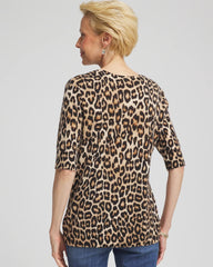 Chico's | Cashmere Animal Elbow-Sleeve Pullover/ Camel