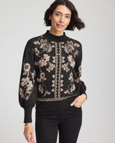 Chico's | Bryne Jacquard Mockneck Pullover/ Black