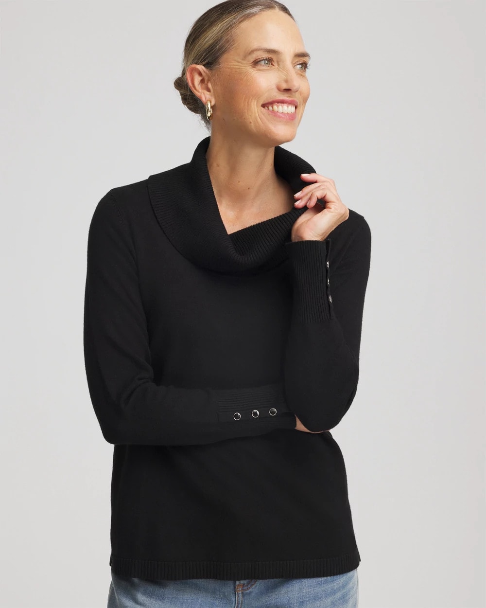 Chico's | Cowlneck Long-Sleeved Sweater/ Black