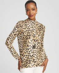 Chico's | Ella Mockneck Animal-Print Pullover Sweater/ English Cream
