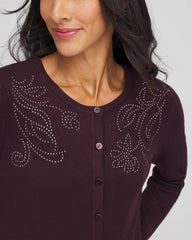 Chico's | Embellished Crewneck Cardigan/ Night Bloom