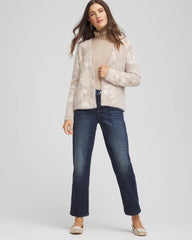 Chico's | Fuzzy Jacquard Boyfriend Cardigan/ English Cream