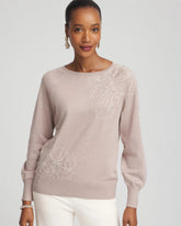 Chico's | Embroidered Pull-Over Boatneck Sweater/ Rocky Mountain