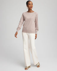 Chico's | Embroidered Pull-Over Boatneck Sweater/ Rocky Mountain