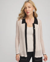 Chico's | Pointelle Polo Cardigan/ Smokey Taupe