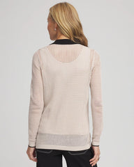 Chico's | Pointelle Polo Cardigan/ Smokey Taupe