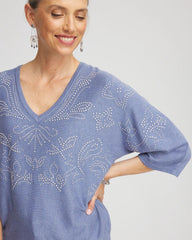 Chico's | Dolman V-Neck Sweater/ Blue Lotus