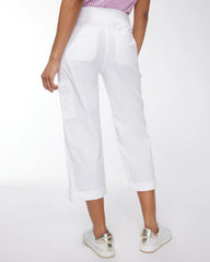 Chico's | Alabaster Poplin Cropped Roll Tab Pants/ Alabaster