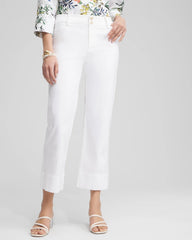 Chico's | Trapunto Straight Leg Cropped Pants/ Alabaster