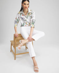 Chico's | Trapunto Straight Leg Cropped Pants/ Alabaster