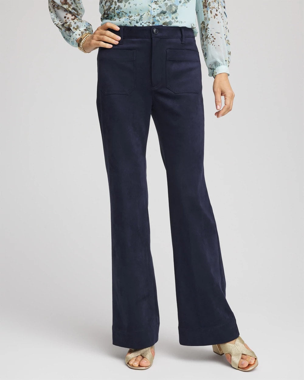 Chico's | Faux Suede Bootcut Ankle Pants/ Passport Blue