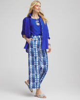 Chico's | Tie-Dye Linen Cropped Pants/ Blue