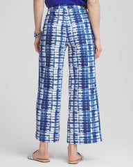 Chico's | Tie-Dye Linen Cropped Pants/ Blue