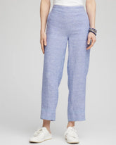 Chico's | Linen Pull On Waist Cropped Pants/ Blue