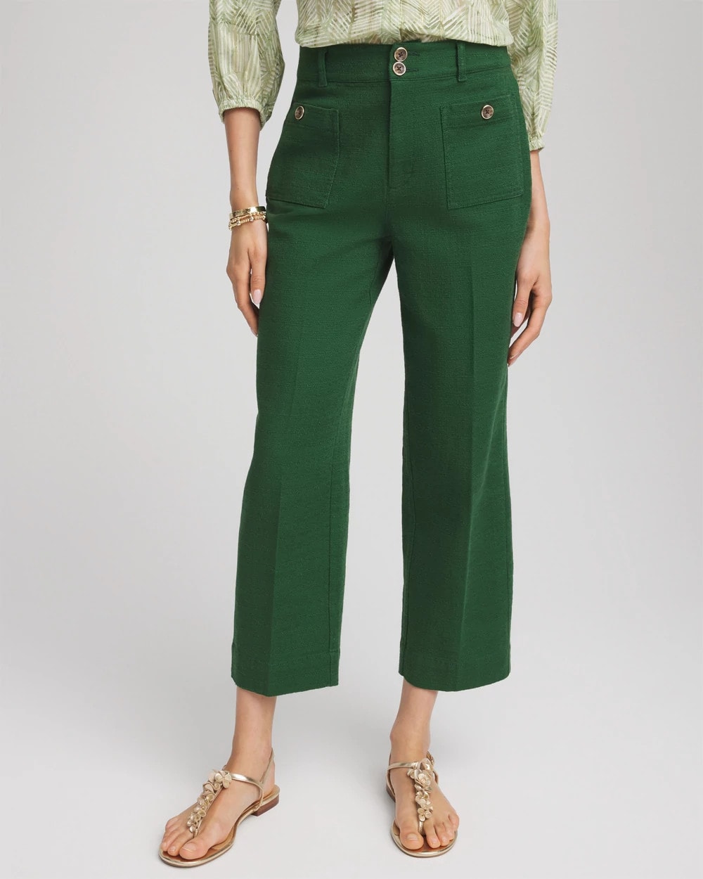 Chico's | Cropped Straight-Leg Pants/ Palm Leaf