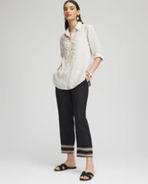 Chico's | Linen Elastic Waist Cropped Pants/ Black