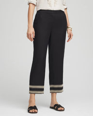 Chico's | Linen Elastic Waist Cropped Pants/ Black