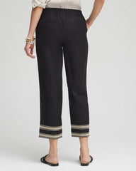 Chico's | Linen Elastic Waist Cropped Pants/ Black