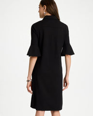 Chico's | Knit Flounce Sleeve Dress/ Black