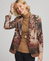 Chico's | Artisanal Print Ponte Blazer/ Graphite Gray