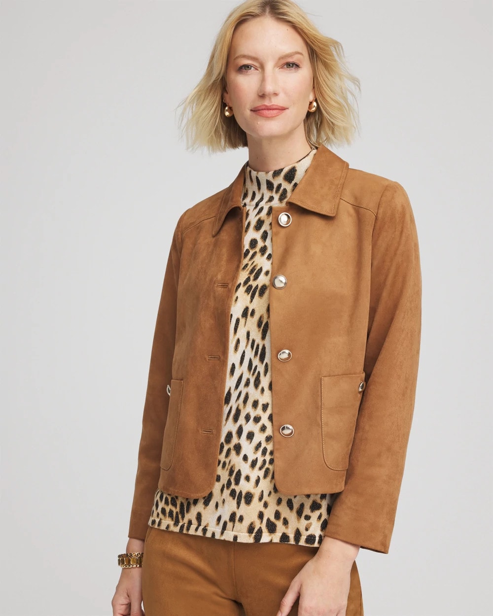 Chico's | Suede Cropped Jacket/ Burnt Sienna