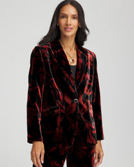Chico's | Velvet Printed Blazer/ Black
