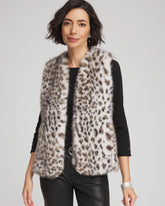 Chico's | Snow Leopard Faux Fur Vest/ Cream