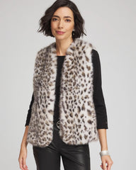 Chico's | Snow Leopard Faux Fur Vest/ Cream