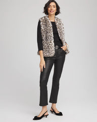 Chico's | Snow Leopard Faux Fur Vest/ Cream