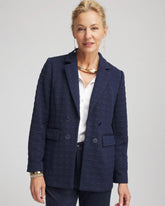 Chico's | Textured Single-Breasted Knit Blazer/ Passport Blue